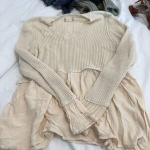 Altar'd State Cream V-Neck Sweater